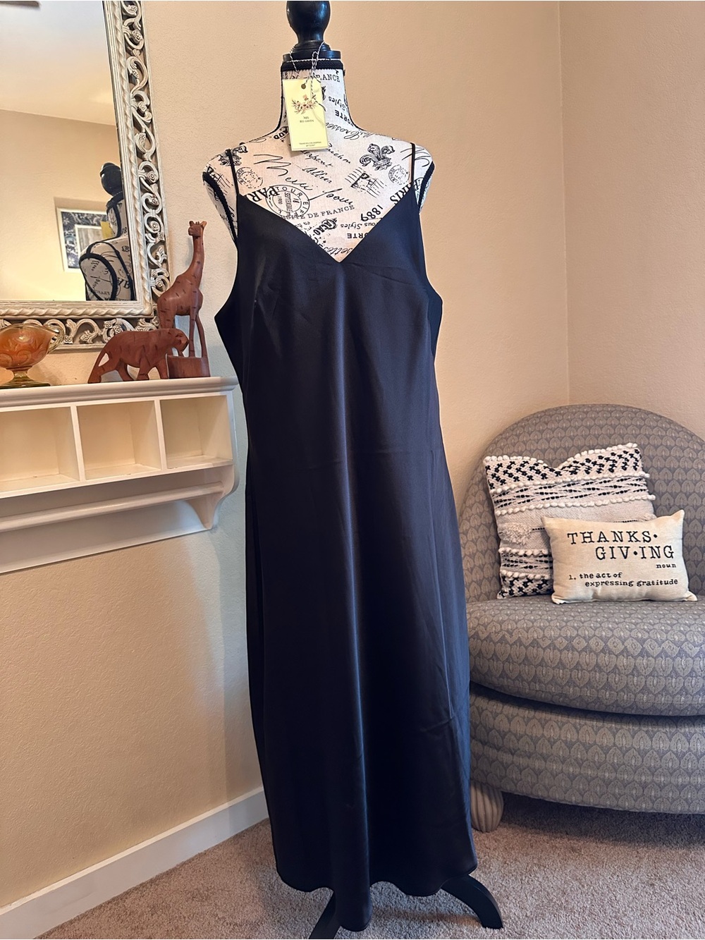 Express Women's Black Slip Dress with Spaghetti Straps